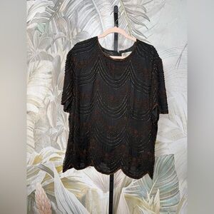 Vintage Y2K Papell Boutique Evening Silk Beaded Fairy Top